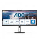 Monitor Curvo AOC, LED 34", Ultra Wide QUAD, HD, 100HZ, HDMI, Display Port, Negro