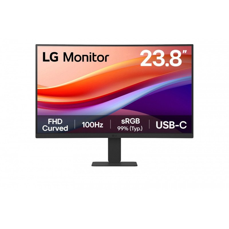 Monitor Curvo LG LED 23.8", 24U421A-B, Full HD, 100HZ, HDMI, Negro