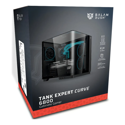 Gabinete Balam Rush, Gamer, Midi - Toer, Curve 6800, Negro