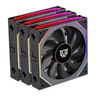 Kit 3 Ventiladores Balam Rush 120mm, Eolox Link EXL95 ARGB, Negro
