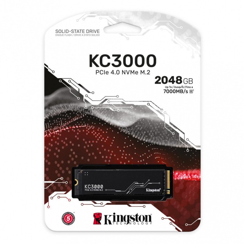 SSD Kingston KC3000 2TB NVMe PCIe 4.0 M.2 2280 hasta 7000MB/s alto rendimiento