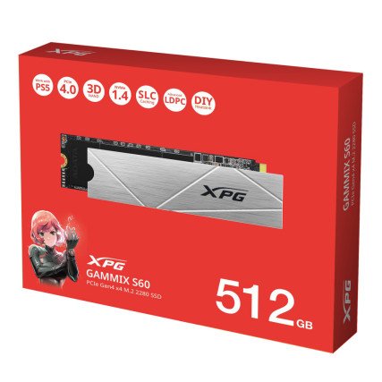 SSD XPG GAMMIX S60 512GB NVMe PCIe 4.0 M.2 2280 hasta 5000MB/s alto rendimiento