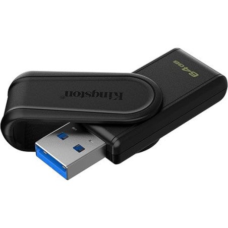 Memoria USB Kingston 64GB USB 3.2 color negro, almacenamiento rápido y portátil