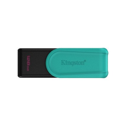 Memoria USB Kingston 128GB USB 3.2 color negro y turquesa, rápida y portátil