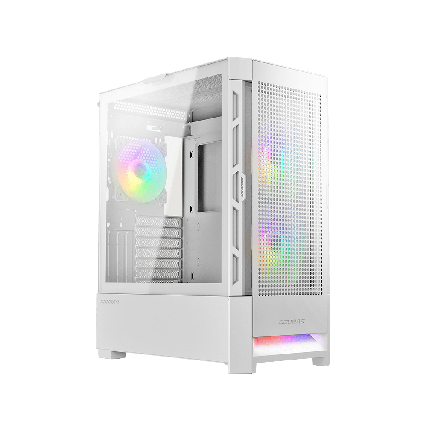 Gabinete Cougar Airface blanco RGB con cristal templado EATX para alto flujo de aire y builds premium