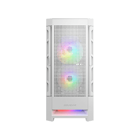Gabinete Cougar Airface blanco RGB con cristal templado EATX para alto flujo de aire y builds premium