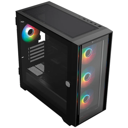 Gabinete Balam Rush Carbono Twin Mate 8000B negro con cristal templado y diseño gaming