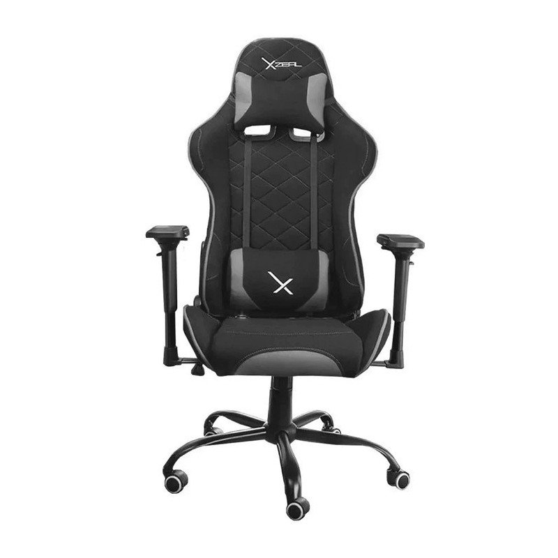 Silla Gamer Xzeal XZSXZ25B Reclinable 180° Tela Negra Gris con Brazos 4D