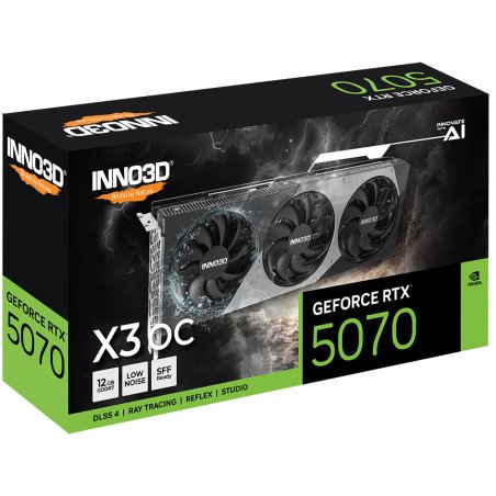 Tarjeta de Video Inno3D NVIDIA GeForce RTX 5070 X3 OC 12GB GDDR7 PCIe 5.0 HDMI DisplayPort
