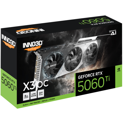 Tarjeta de Video Inno3D NVIDIA GeForce RTX 5060 Ti X3 OC 8GB GDDR7 PCIe 5.0 HDMI DisplayPort