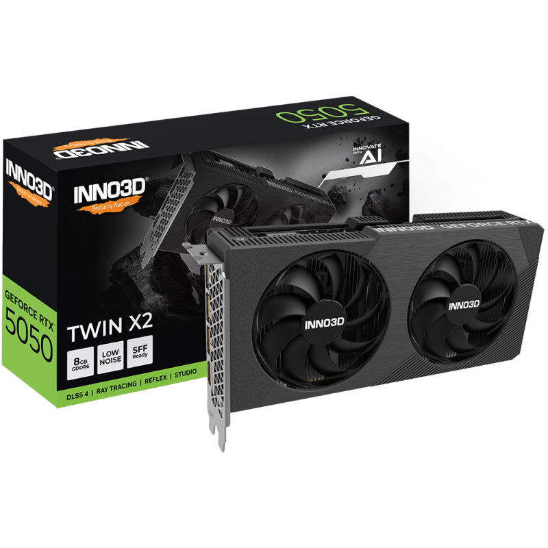 Tarjeta de Video Inno3D NVIDIA GeForce RTX 5050 Twin X2 8GB GDDR6 PCIe 5.0 Negra