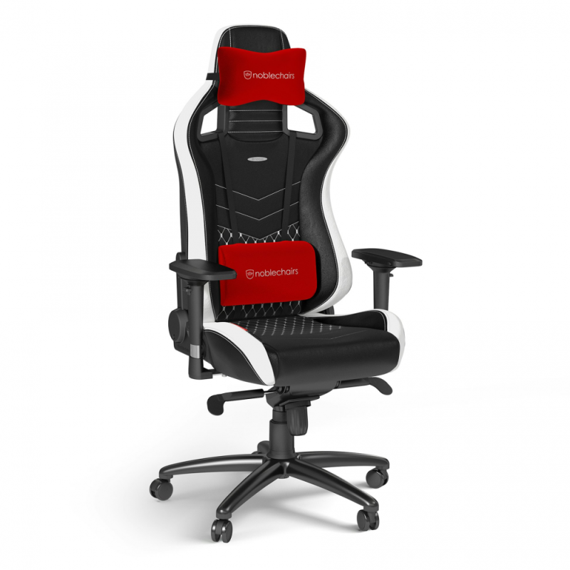 Silla Gamer noblechairs EPIC de Cuero Real Grano Superior Black White Red