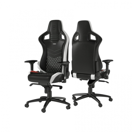 Silla Gamer noblechairs EPIC de Cuero Real Grano Superior Black White Red