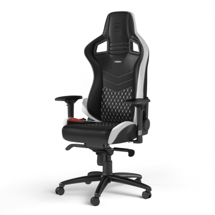Silla Gamer noblechairs EPIC de Cuero Real Grano Superior Black White Red