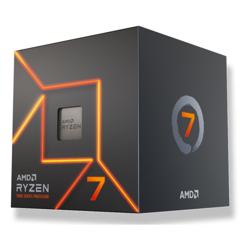 Procesador AMD Ryzen 7 7700 8 núcleos 3.8GHz 65W Socket AM5, gráficos integrados, ventilador incluido