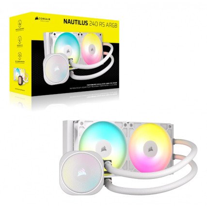 Enfriamiento Líquido Corsair Nautilus ARGB 240mm Blanco AIO con 2×120mm para CPU