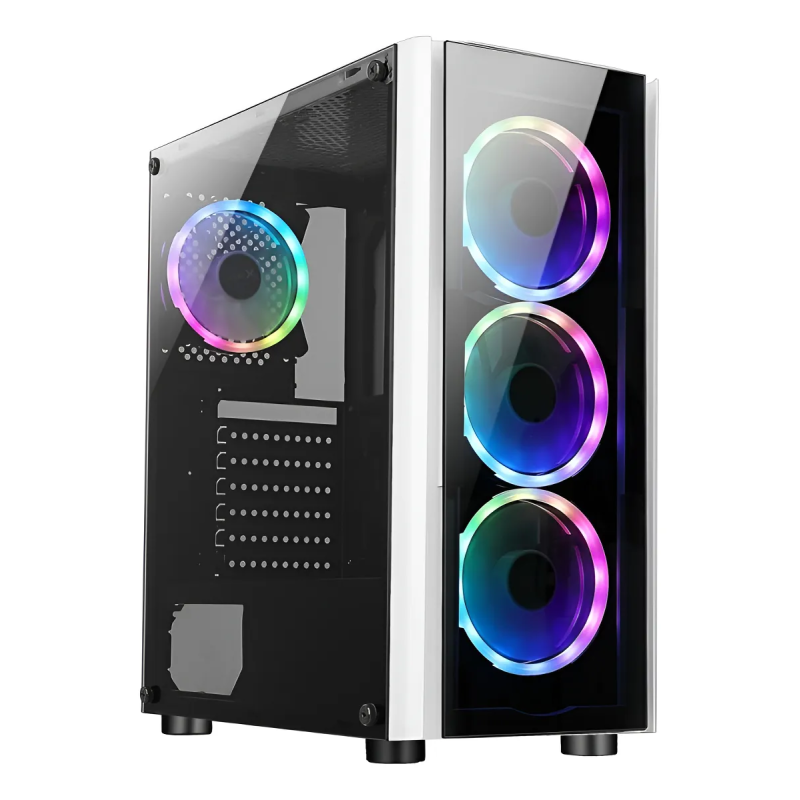 Gabinete Gamer XZeal XZ110-1 Blanco Mid Tower con RGB y Panel Lateral de Vidrio