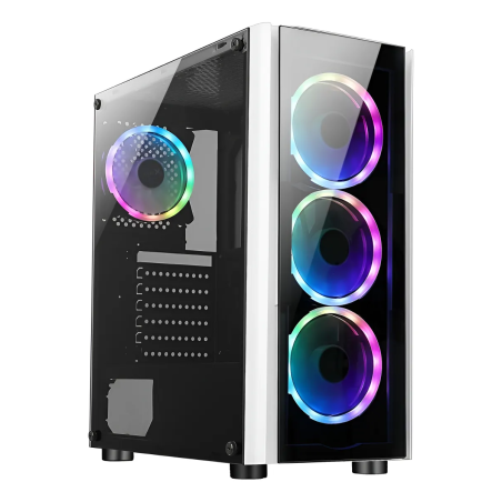 Gabinete Gamer XZeal XZ110-1 Blanco Mid Tower con RGB y Panel Lateral de Vidrio