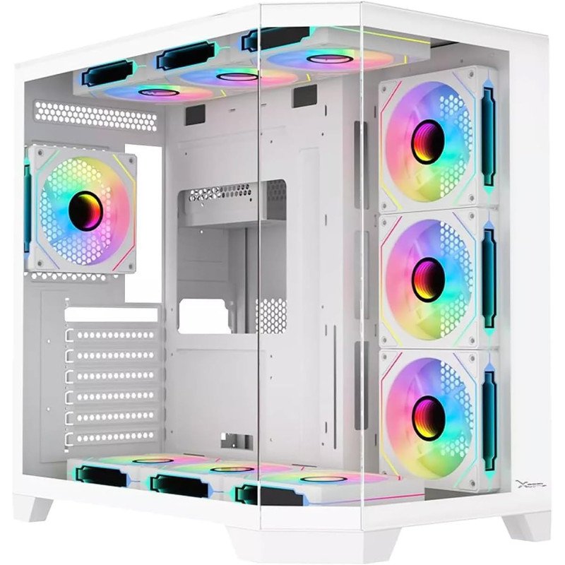 Gabinete Xzeal Gamer XZGAXT1W Media Torre Blanco con RGB y 4 Ventiladores para PC Gamer Gabinete Xzeal Gamer XZGAXT1W Media Torre Blanco con RGB y 4 Ventiladores para PC Gamer