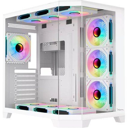 Gabinete Xzeal Gamer XZGAXT1W Media Torre Blanco con RGB y 4 Ventiladores para PC Gamer