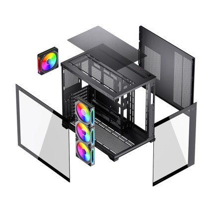 Gabinete Gamer Balam Rush Tank Core Ultra GM925 ATX Media Torre Negro