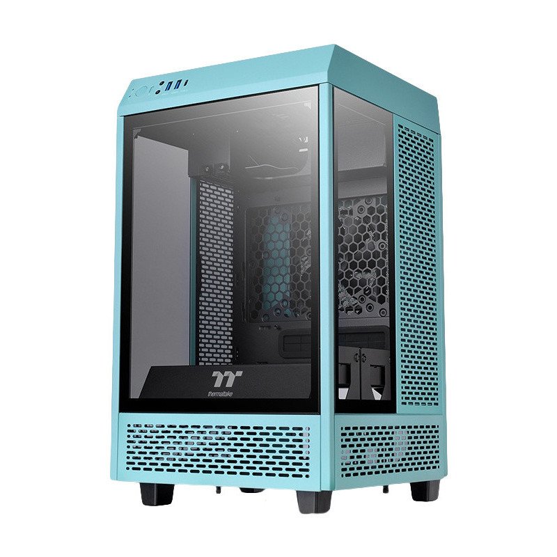 Gabinete Thermaltake The Tower 100 Mini ITX Turquesa con 2 Ventiladores Mini Tower Cristal Templado