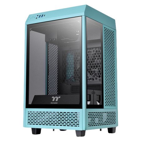 Gabinete Thermaltake The Tower 100 Mini ITX Turquesa con 2 Ventiladores Mini Tower Cristal Templado