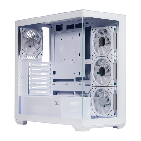 Gabinete Naceb Gaming Midi Tower ATX, Micro ATX y Mini ITX con 4 Ventiladores LED Blanco