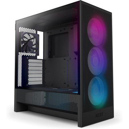 Gabinete NZXT H5 Flow RGB Black, ATX, Cristal Templado, Ventilación Avanzada para Gaming