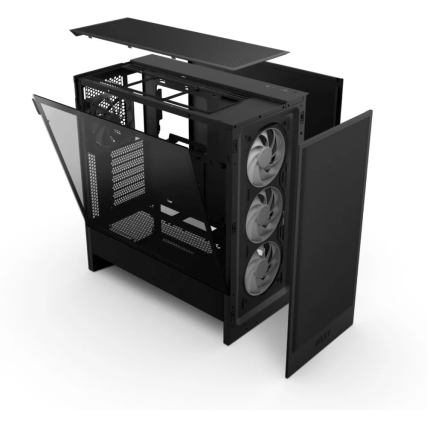 Gabinete NZXT H5 Flow RGB Black, ATX, Cristal Templado, Ventilación Avanzada para Gaming