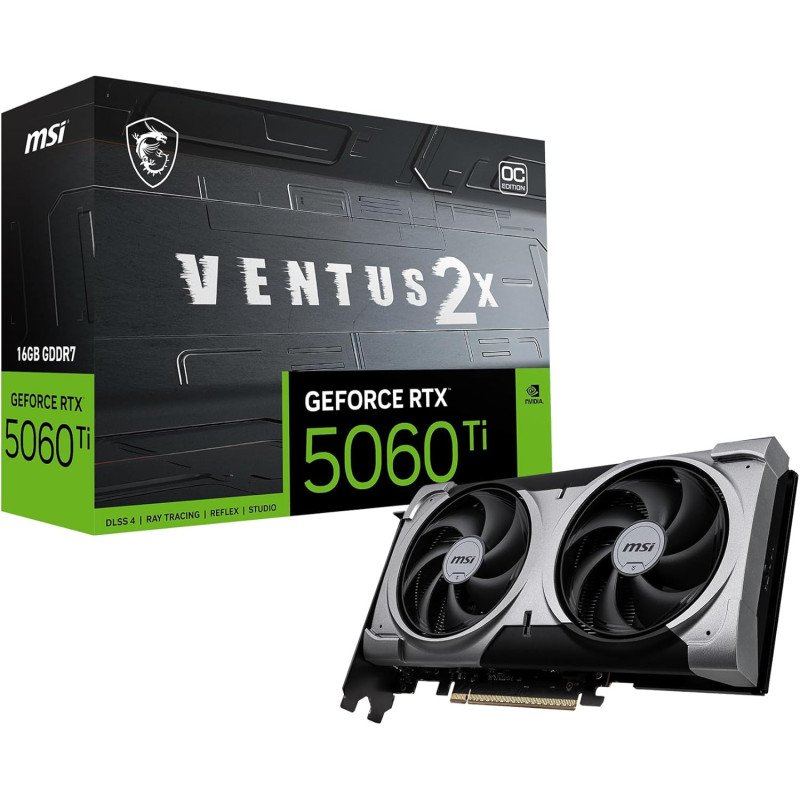 Tarjeta de Video MSI GeForce RTX 5060 Ti Ventus 2X OC Plus 16GB GDDR7 Tarjeta de Video MSI GeForce RTX 5060 Ti Ventus 2X OC Plus 16GB GDDR7