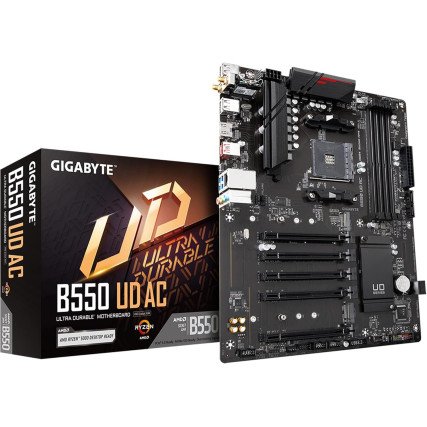 Tarjeta Madre Gigabyte B550 UD AC, Socket AM4, ATX, DDR4, 3200MHz, WiFi BT 5.0 HDMI RGB Fusion