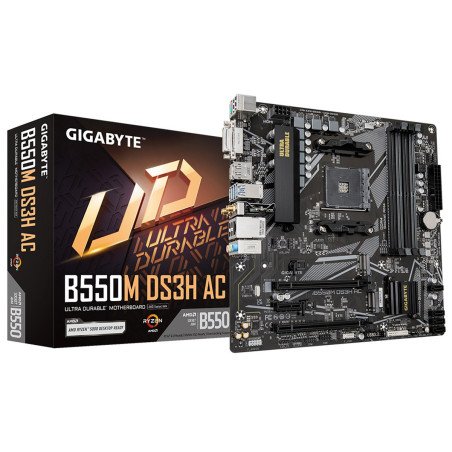 Tarjeta Madre Gigabyte B550M DS3H AC, Micro ATX, Socket AM4, 128GB, DDR4