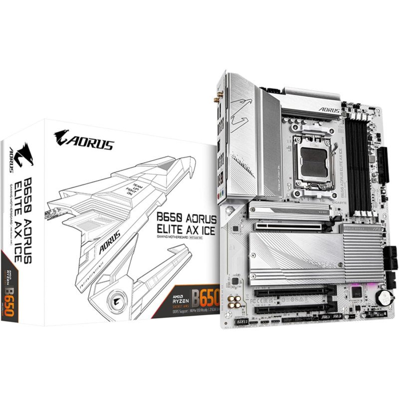 Tarjeta Madre Gigabyte B650 A ELITE AX ICE,  Socket AM5,  ATX, DDR5,  8000MHz, HDMI, DP