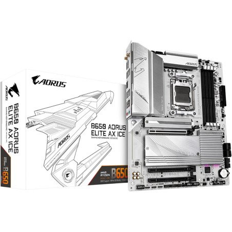 Tarjeta Madre Gigabyte B650 A ELITE AX ICE,  Socket AM5,  ATX, DDR5,  8000MHz, HDMI, DP