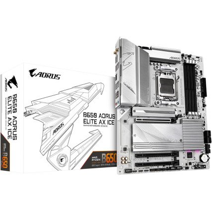 Tarjeta Madre Gigabyte B650 A ELITE AX ICE,  Socket AM5,  ATX, DDR5,  8000MHz, HDMI, DP