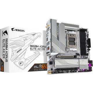 Tarjeta Madre Gigabyte B650M A Elite AX Ice AM5 DDR5 8000MHz Micro ATX WiFi6 BT HDMI DP
