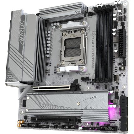 Tarjeta Madre Gigabyte B650M A Elite AX Ice AM5 DDR5 8000MHz Micro ATX WiFi6 BT HDMI DP