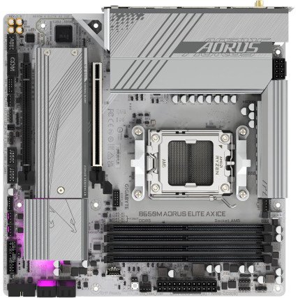 Tarjeta Madre Gigabyte B650M A Elite AX Ice AM5 DDR5 8000MHz Micro ATX WiFi6 BT HDMI DP