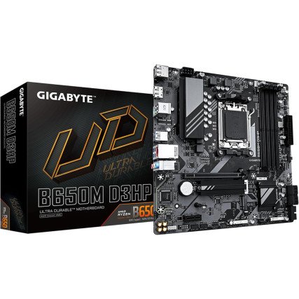 Tarjeta Madre Gigabyte B650M D3HP AM5, DDR5, 7600MHz, Micro ATX, HDMI, DisplayPort