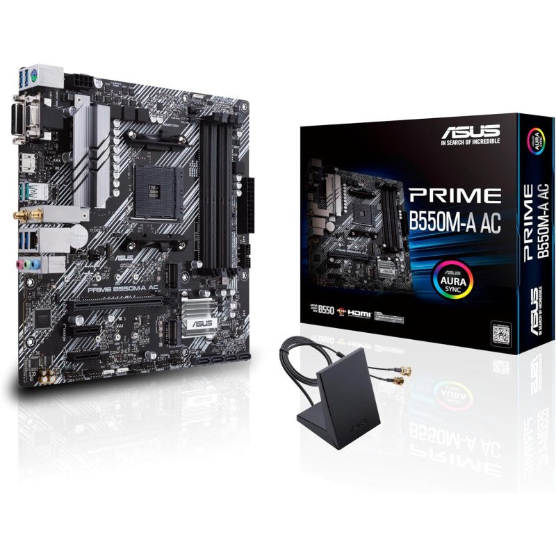 Tarjeta Madre ASUS PRIME B550M-A AC AM4 DDR4 4600 PCIe 4.0 WiFi Micro ATX Tarjeta Madre ASUS PRIME B550M-A AC AM4 DDR4 4600 PCIe 4.0 WiFi Micro ATX