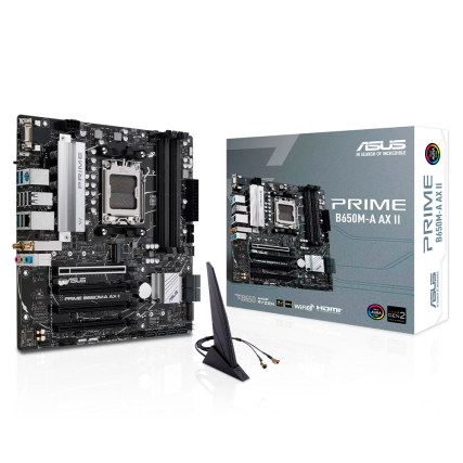 Tarjeta Madre ASUS PRIME B650M-A AX II AM5 DDR5 HDMI DP VGA PCIe 4.0 WiFi6 Micro ATX