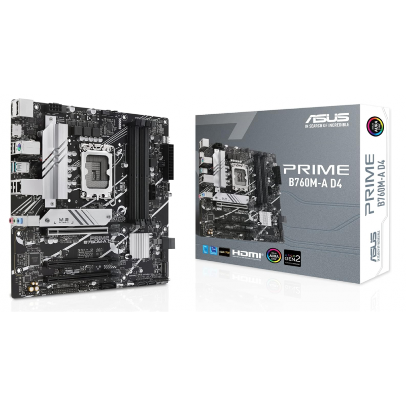 Tarjeta Madre ASUS PRIME B760M-A D4 Socket 1700 Micro ATX DDR4 PCIe 4.0 2xHDMI DP