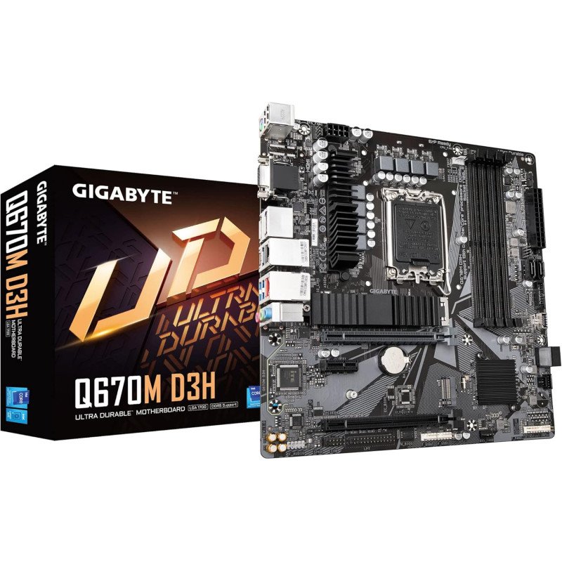Tarjeta Madre Gigabyte Q670M D3H mATX LGA 1700 DDR5