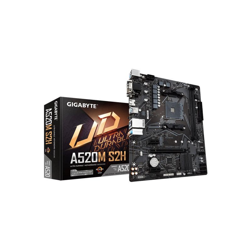 Tarjeta Madre Gigabyte A520M S2H AM4 DDR4 M.2 Micro ATX HDMI DVI VGA