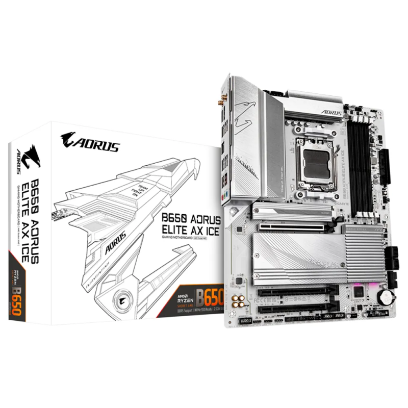 Tarjeta Madre Gigabyte B650M AORUS ELITE AX AM5 DDR5 Micro ATX WiFi 6 HDMI DP
