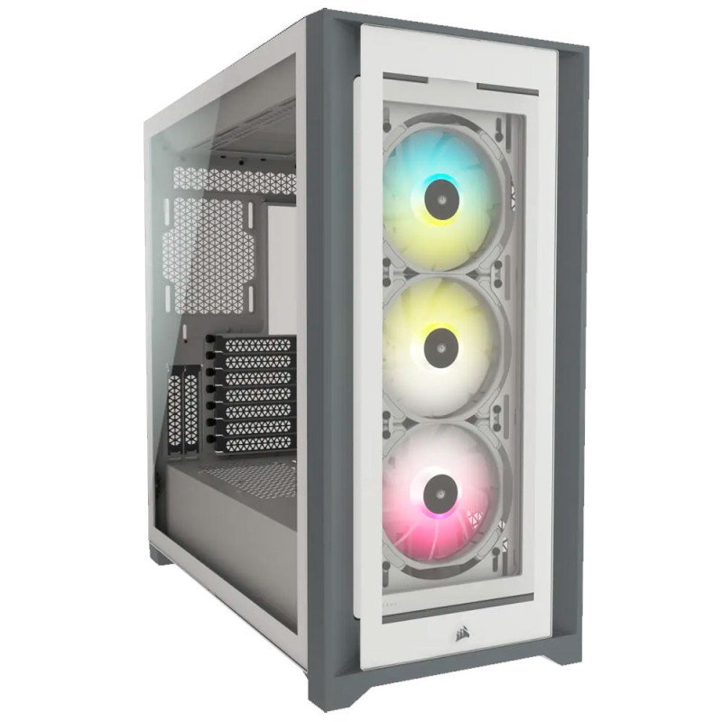 Gabinete Corsair iCUE 5000X RGB Blanco Cristal Templado Mid-Tower ATX Sin Fuente