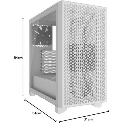 Gabinete Corsair 3000D Airflow Blanco Cristal Templado Mid-Tower ATX Sin Fuente