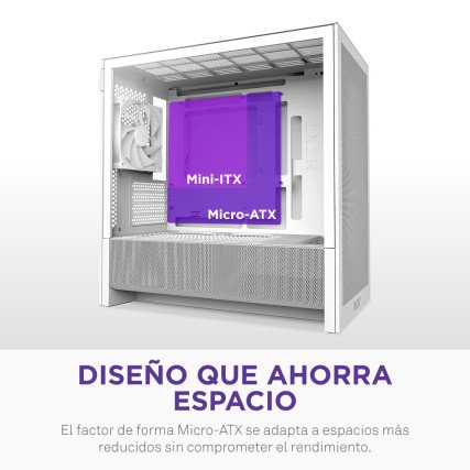 Gabinete NZXT H3 Flow Blanco Mid Tower Micro-ATX/Mini-ITX con 1 Ventilador CC-H31FW-01