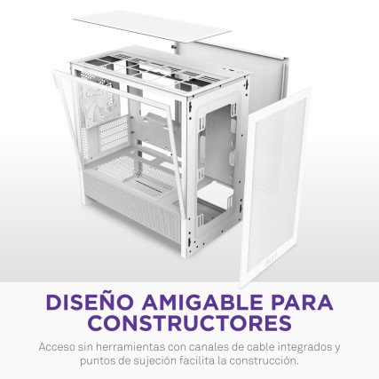 Gabinete NZXT H3 Flow Blanco Mid Tower Micro-ATX/Mini-ITX con 1 Ventilador CC-H31FW-01